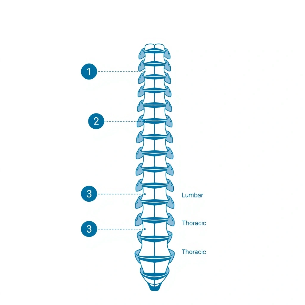 Schematische Wirbelsäule mit Zonen